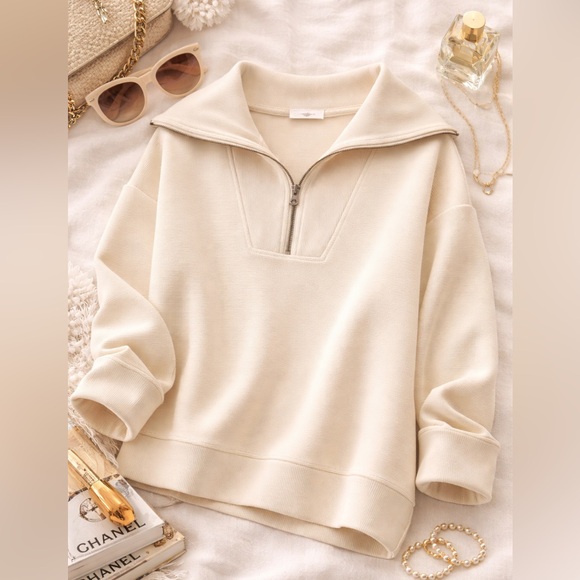 Maurices Tops - Maurices Cream Quarter Zip Size Large